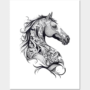 Horse Wild Animal Nature Illustration Art Tattoo Posters and Art